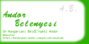 andor belenyesi business card